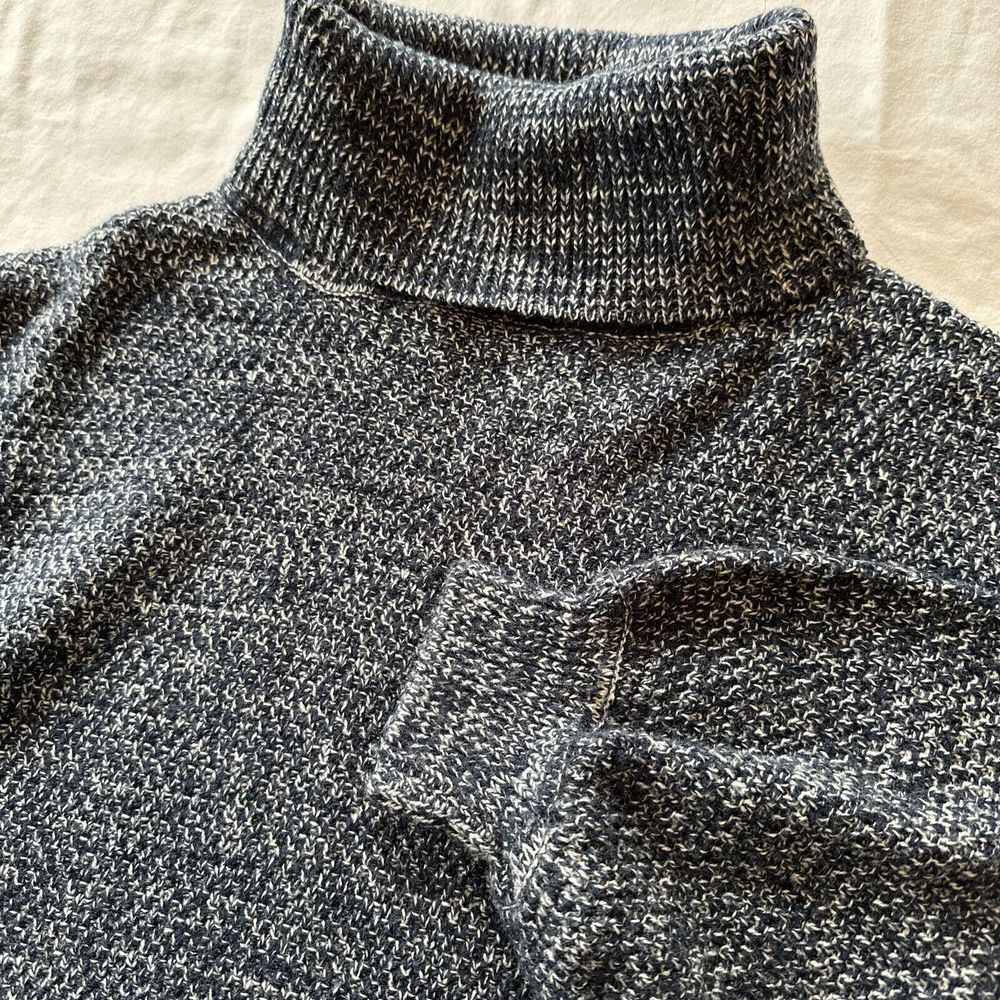 Zenana Sweater Womens 2XL Turtleneck Blue Pullover Knit Puffy Sleeve Comfort N17